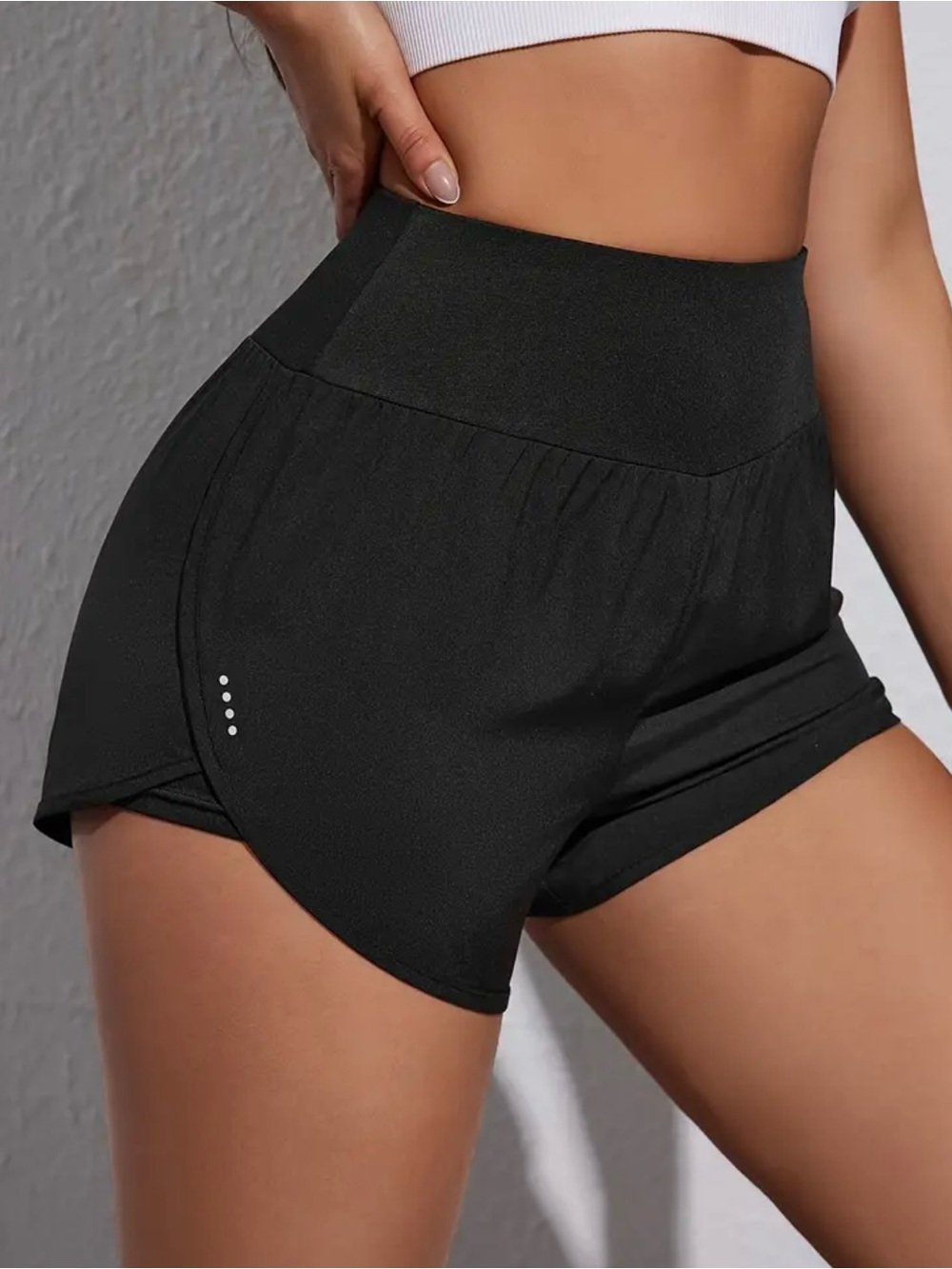 High-Waist Black Women’s Active Shorts